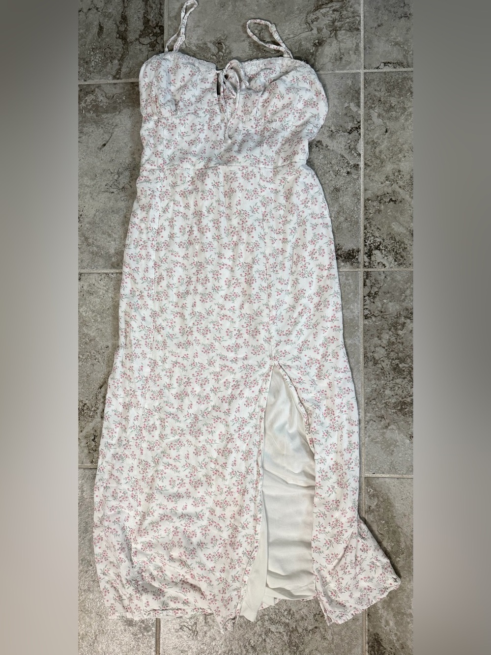 Aeropostale White Floral Midi Dress with Pink Print